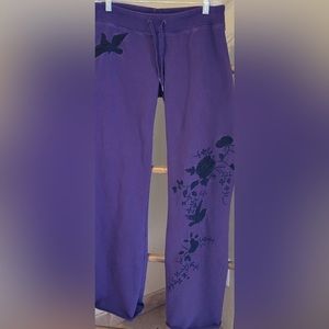 Lucky Brand Purple Embroidered Sweatpants - XS - EUC